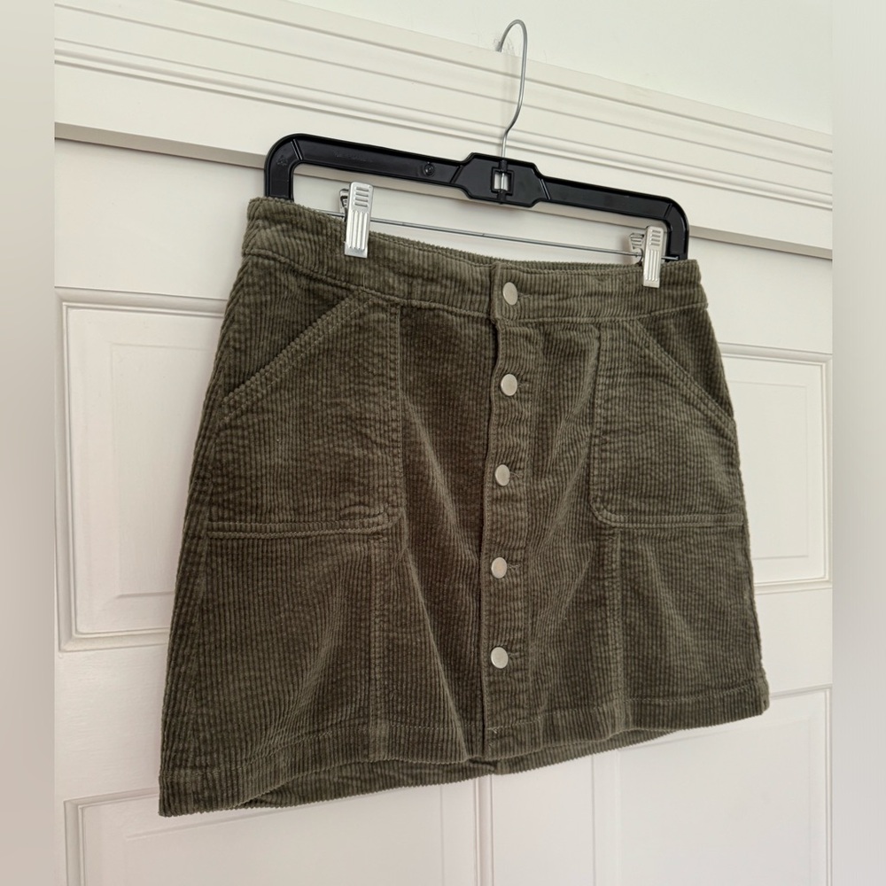 Wild Fable Forest Green Corduroy Ribbed Suede Skirt